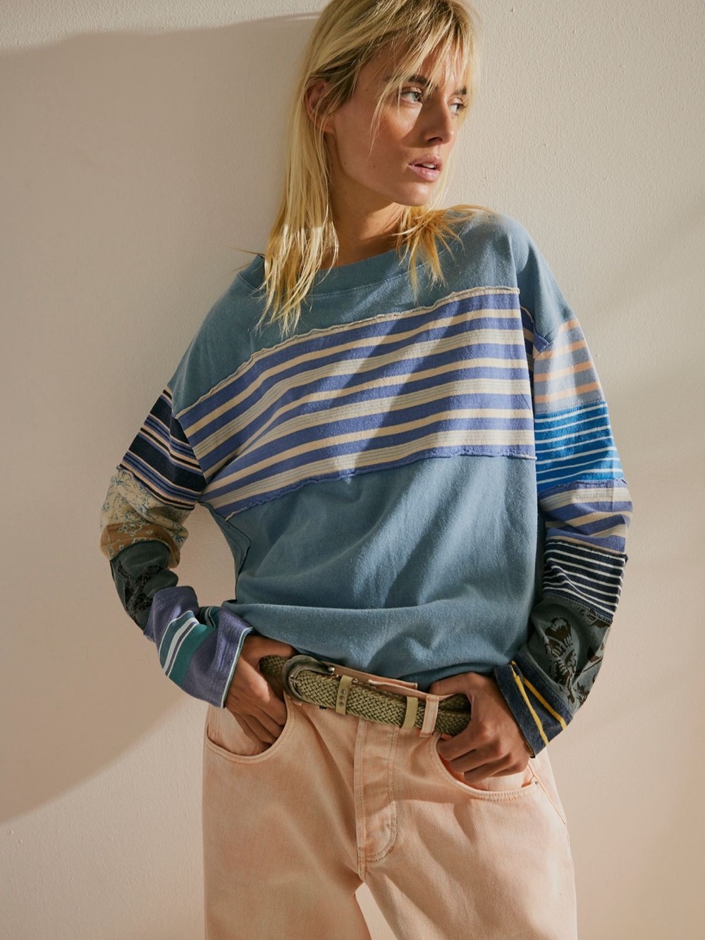 Free People / We The Free Mackenzie Tee - size M, Heritage Blue